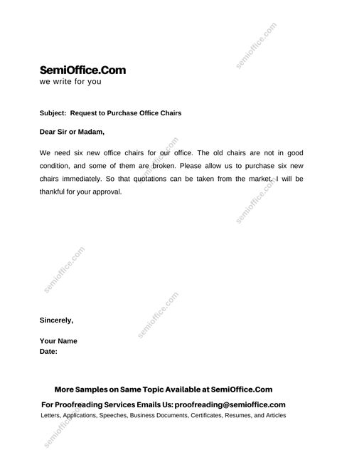 Sample Request Letter for Office Furniture